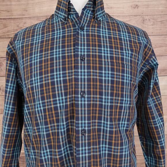 Roundtree & Yorke Shirt Mens Large Plaid Button Down Long Sleeve Classic Fit - Picture 1 of 8